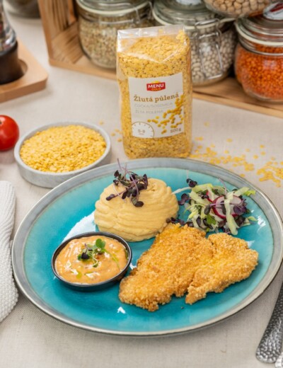 Kuřecí panko řízečky s bramborovočočkovým pyré